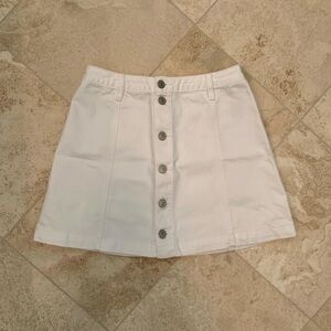 Abercrombie & Fitch White Button-Front Mini Skirt